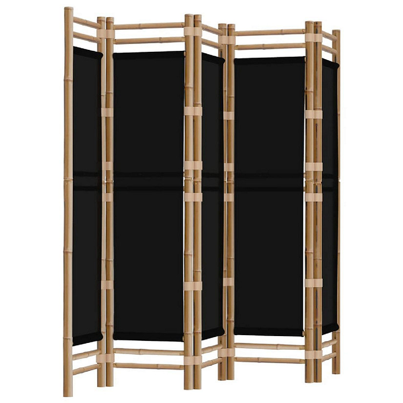 vidaXL Folding 5-Panel Room Divider 78.7" Bamboo and Canvas Image