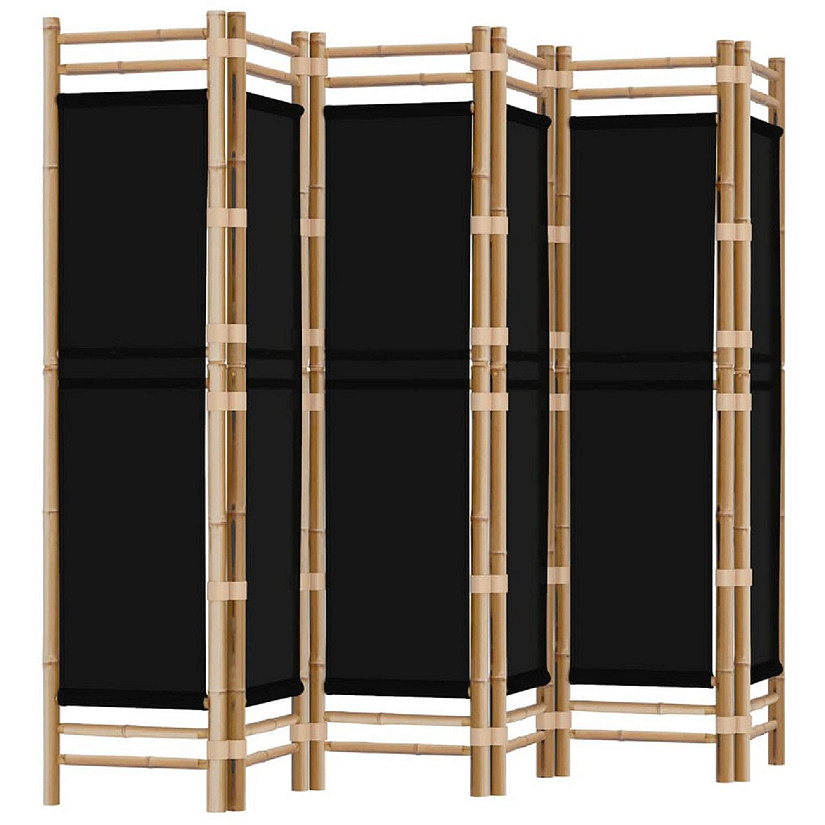 vidaXL Folding 6-Panel Room Divider 94.5" Bamboo and Canvas Image