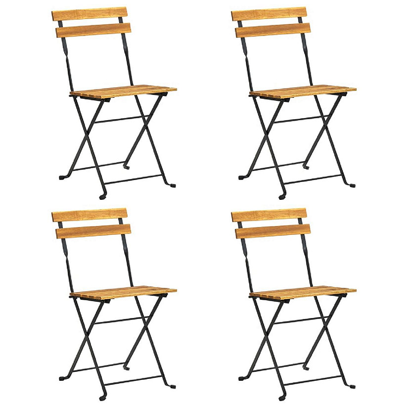 vidaXL Folding Bistro Chair 4 pcs Solid Acacia Wood Image