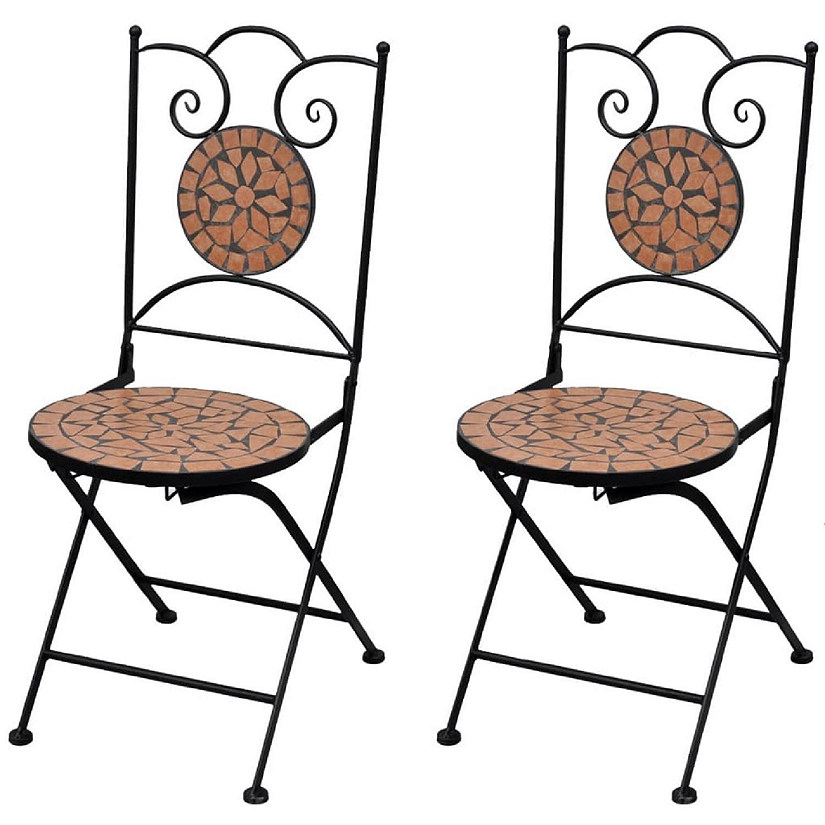 vidaXL Folding Bistro Chairs 2 pcs Ceramic Terracotta Image
