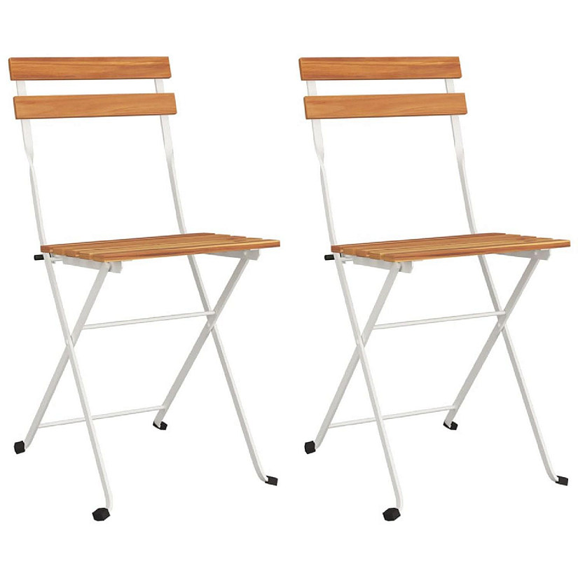 vidaXL Folding Bistro Chairs 2 pcs Solid Wood Acacia and Steel Image