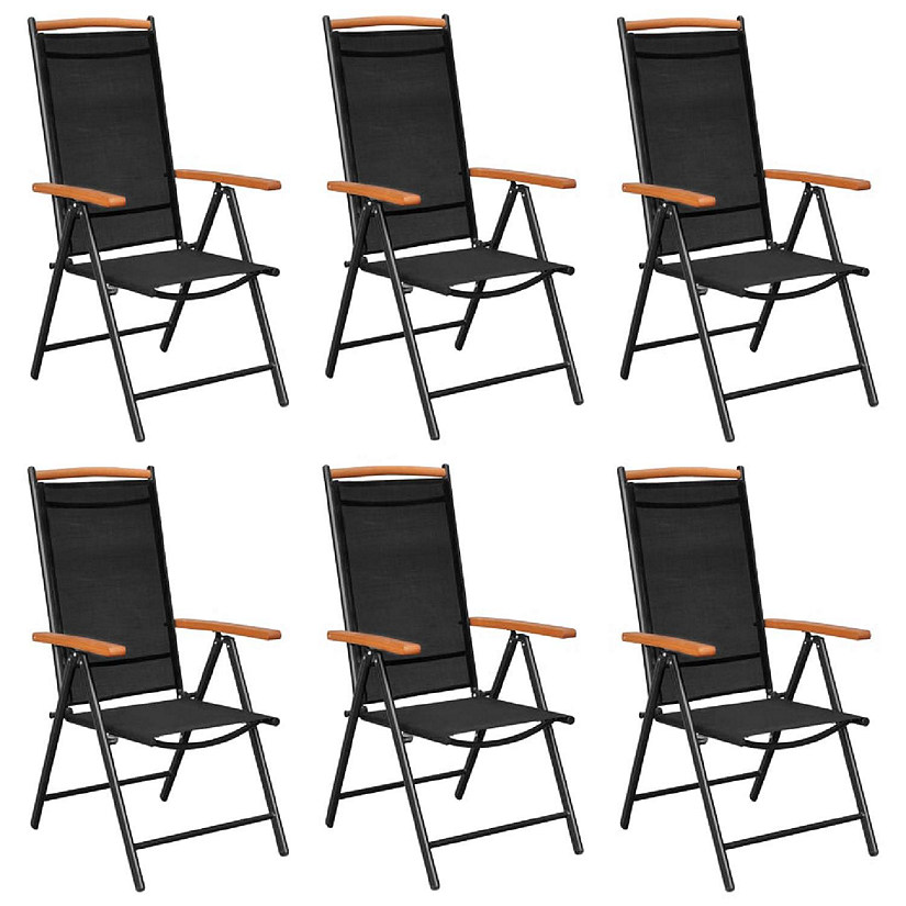 vidaXL Folding Outdoor Chairs 6 pcs Textilene Black Image