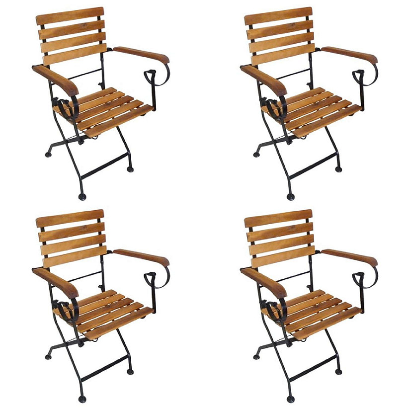 vidaXL Folding Patio Chairs 4 pcs Steel and Solid Wood Acacia Image