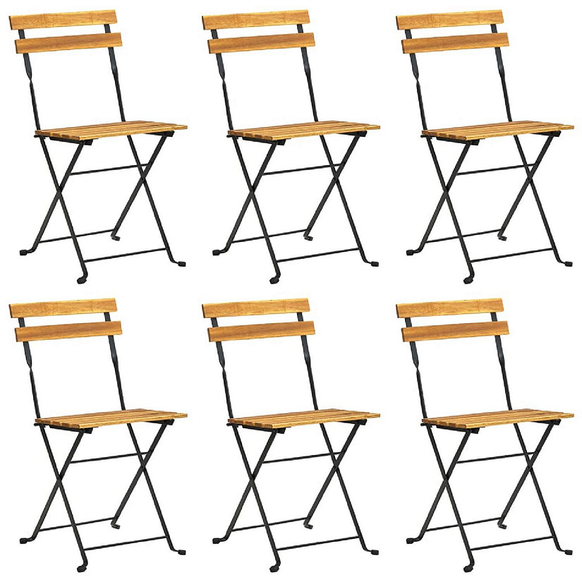 vidaXL Folding Patio Chairs 6 pcs Steel and Solid Wood Acacia Image