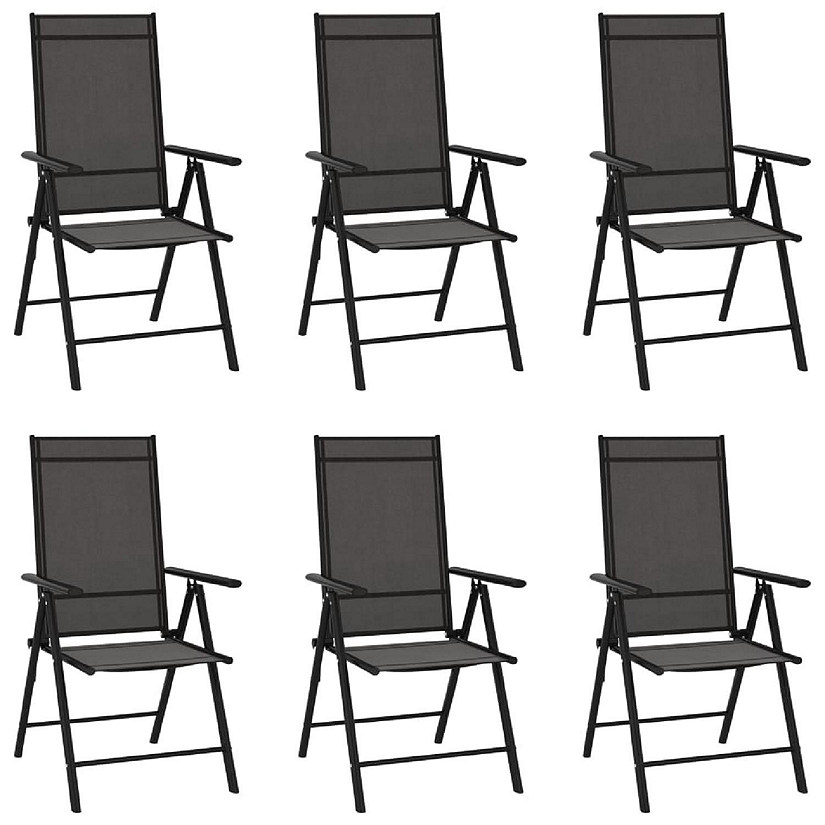 vidaXL Folding Patio Chairs 6 pcs Textilene Black Image