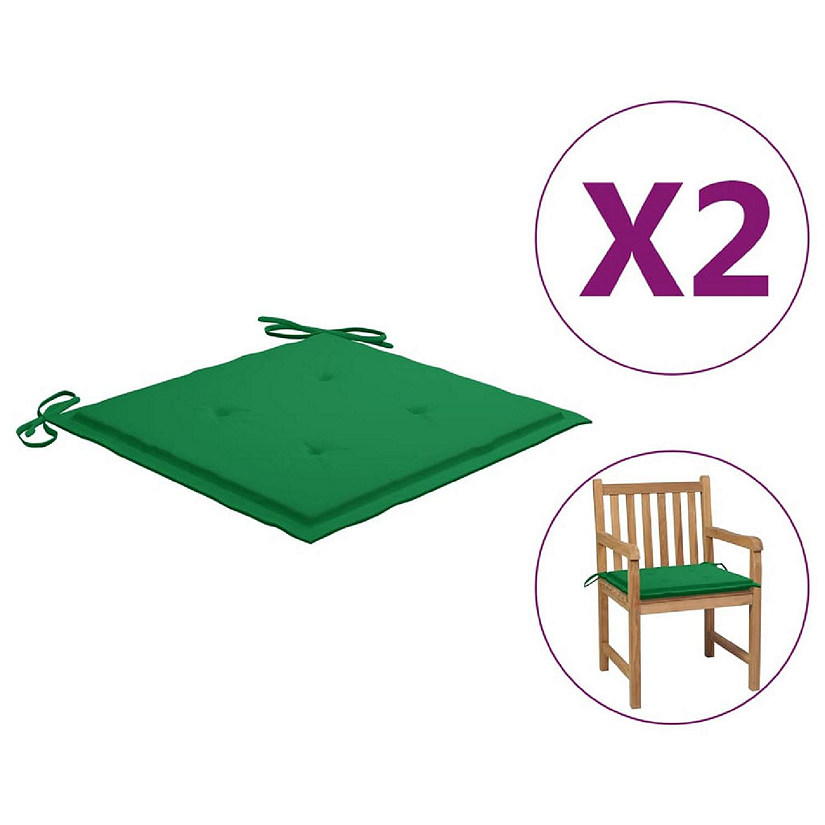 vidaXL Garden Chair Cushions 2 pcs Green 19.7"x19.7"x1.2" Oxford Fabric Image