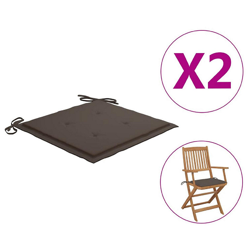 vidaXL Garden Chair Cushions 2 pcs Taupe 15.7"x15.7"x1.2" Oxford Fabric Image