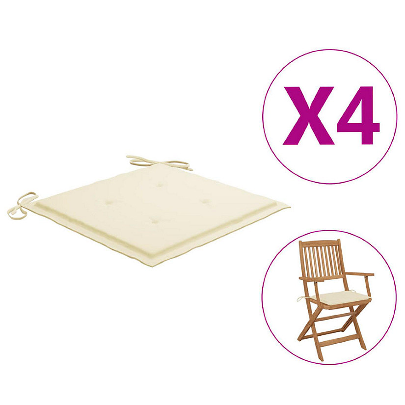 vidaXL Garden Chair Cushions 4 pcs Cream 15.7"x15.7"x1.2" Oxford Fabric Image