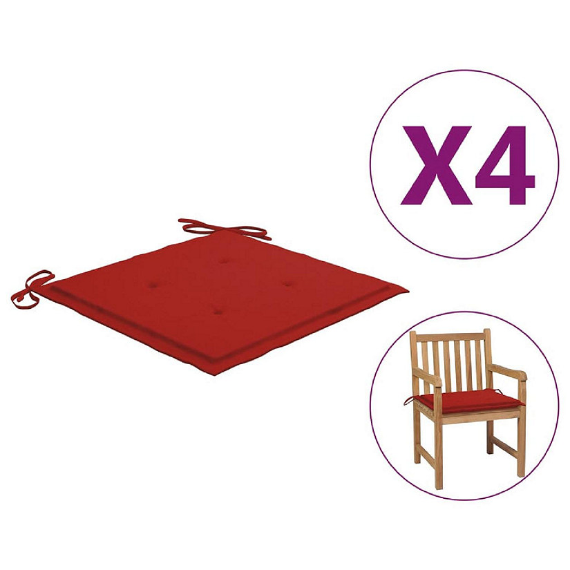 vidaXL Garden Chair Cushions 4 pcs Red 19.7"x19.7"x1.2" Oxford Fabric Image