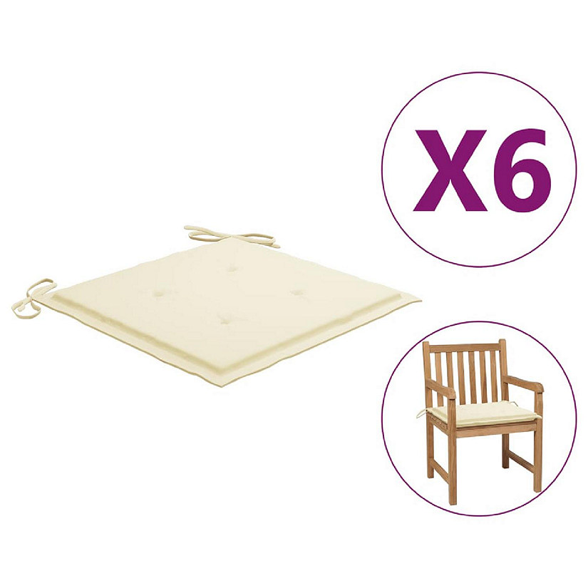 vidaXL Garden Chair Cushions 6 pcs Cream 19.7"x19.7"x1.2" Oxford Fabric Image