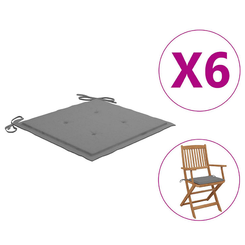 vidaXL Garden Chair Cushions 6 pcs Gray 15.7"x15.7"x1.2" Oxford Fabric Image
