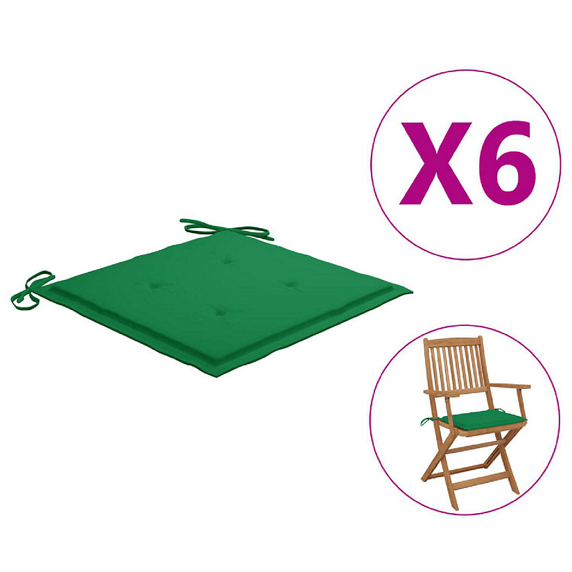 vidaXL Garden Chair Cushions 6 pcs Green 15.7"x15.7"x1.2" Oxford Fabric Image
