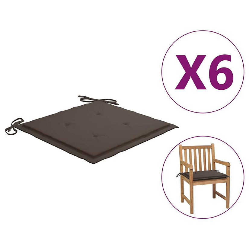 vidaXL Garden Chair Cushions 6 pcs Taupe 19.7"x19.7"x1.2" Oxford Fabric Image