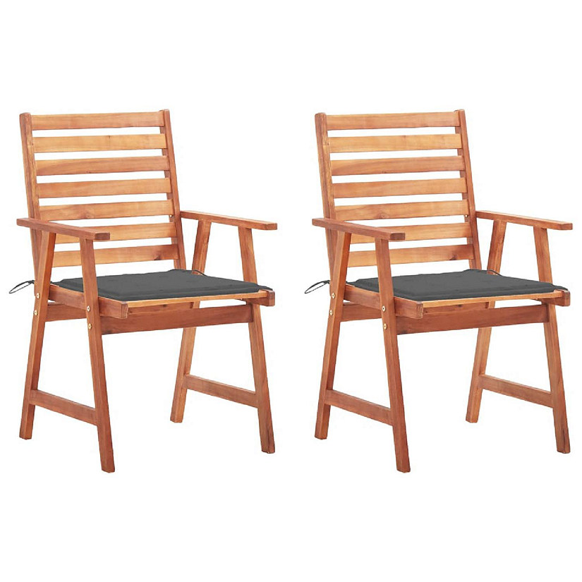 vidaXL Garden Dining Chairs 2 pcs with Cushions Solid Acacia Wood Image
