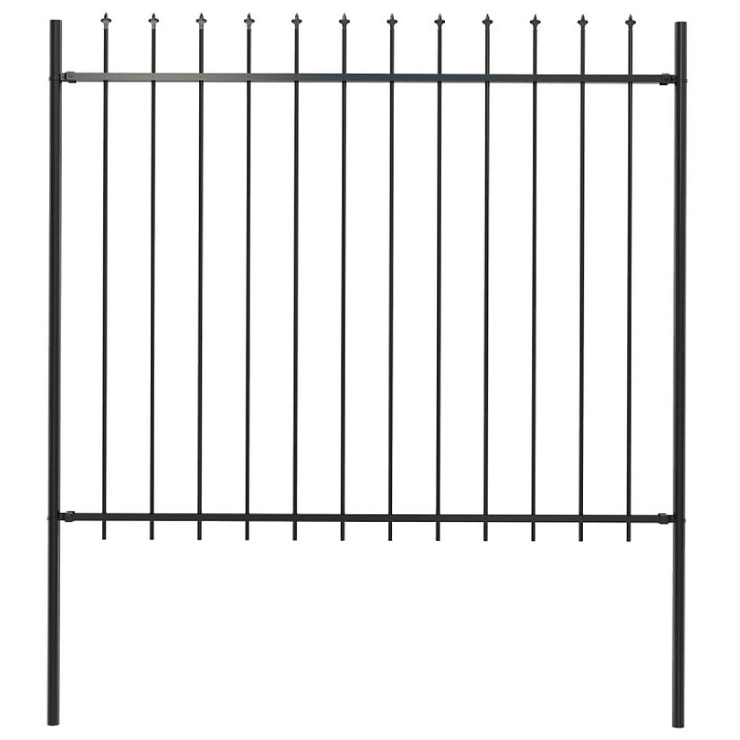 vidaXL Garden Fence with Spear Top Steel 66.9"x59.1" Black Image