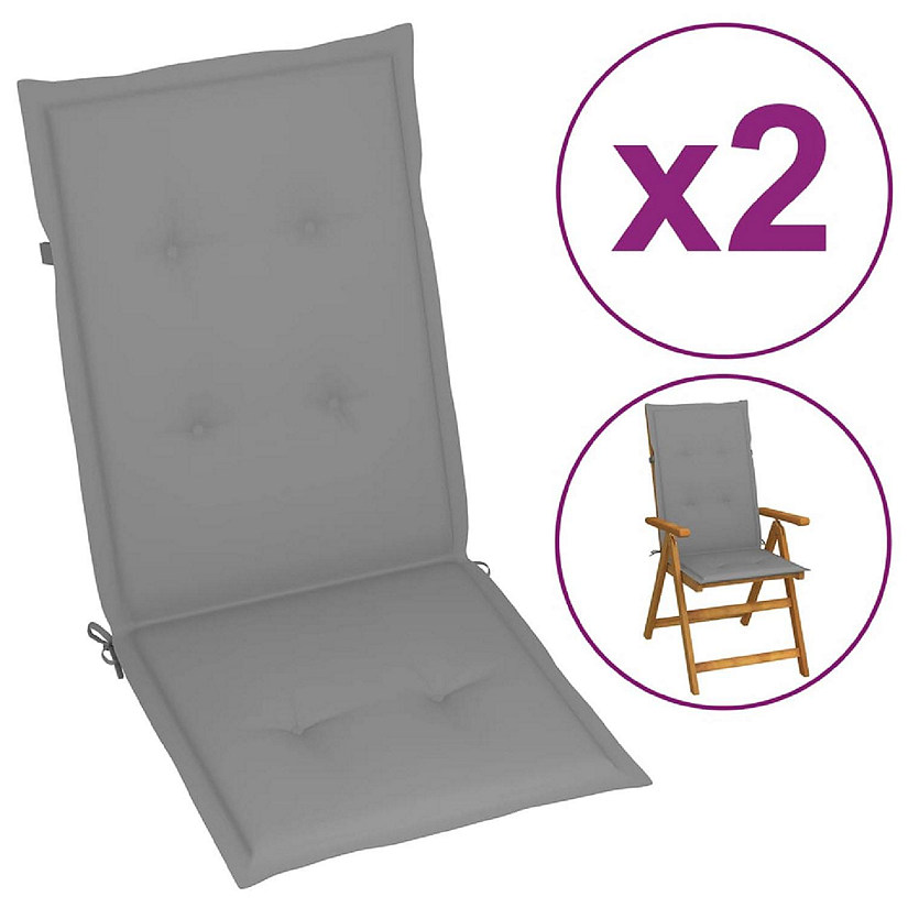 vidaXL Garden Highback Chair Cushions 2 pcs Gray 47.2"x19.7"x1.2" Fabric Image