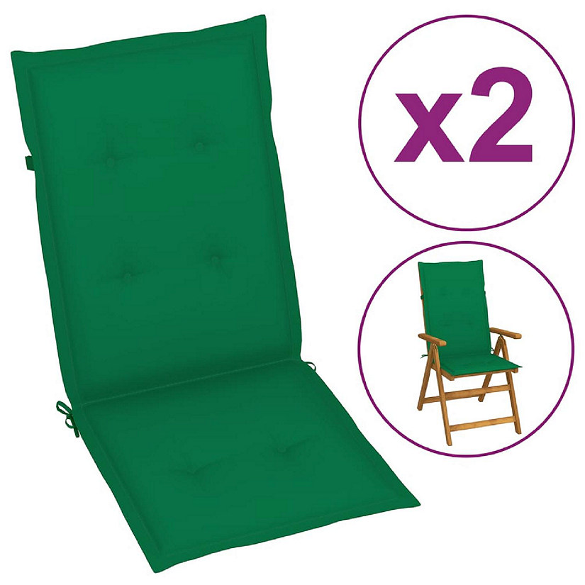 vidaXL Garden Highback Chair Cushions 2 pcs Green 47.2"x19.7"x1.2" Fabric Image
