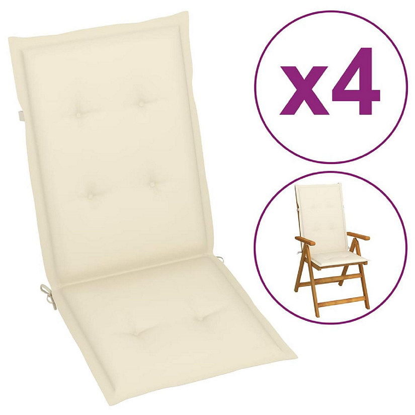vidaXL Garden Highback Chair Cushions 4 pcs Cream 47.2"x19.7"x1.2" Fabric Image