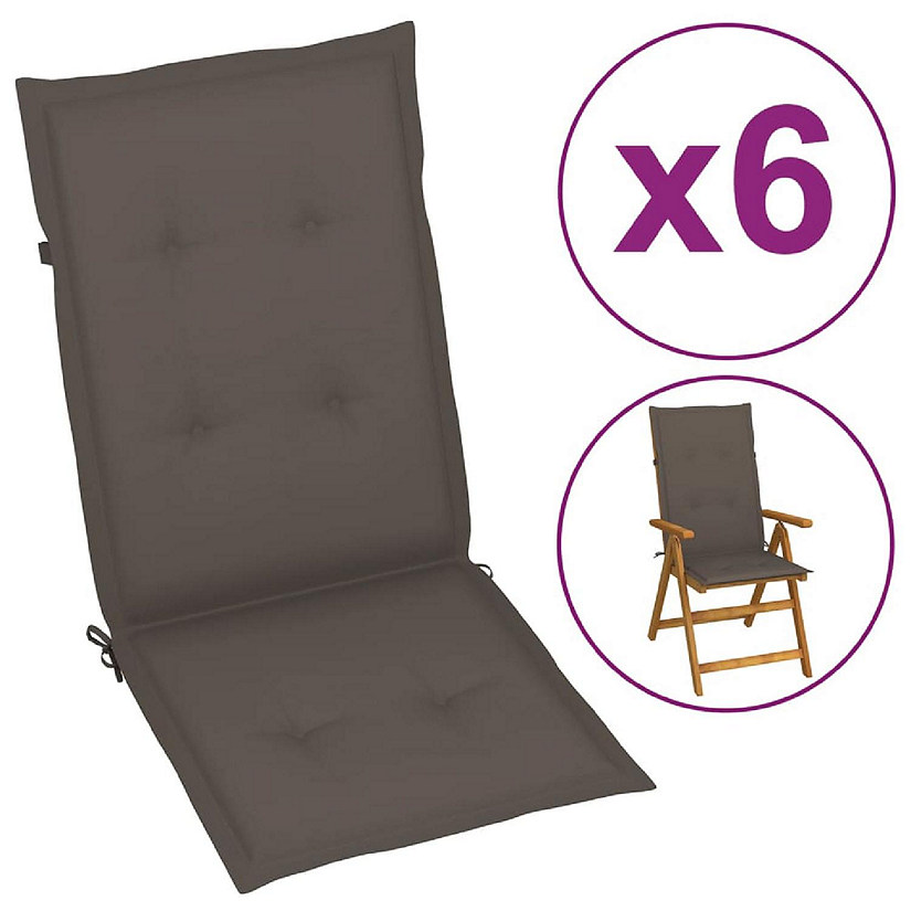 vidaXL Garden Highback Chair Cushions 6 pcs Taupe 47.2"x19.7"x1.2" Fabric Image