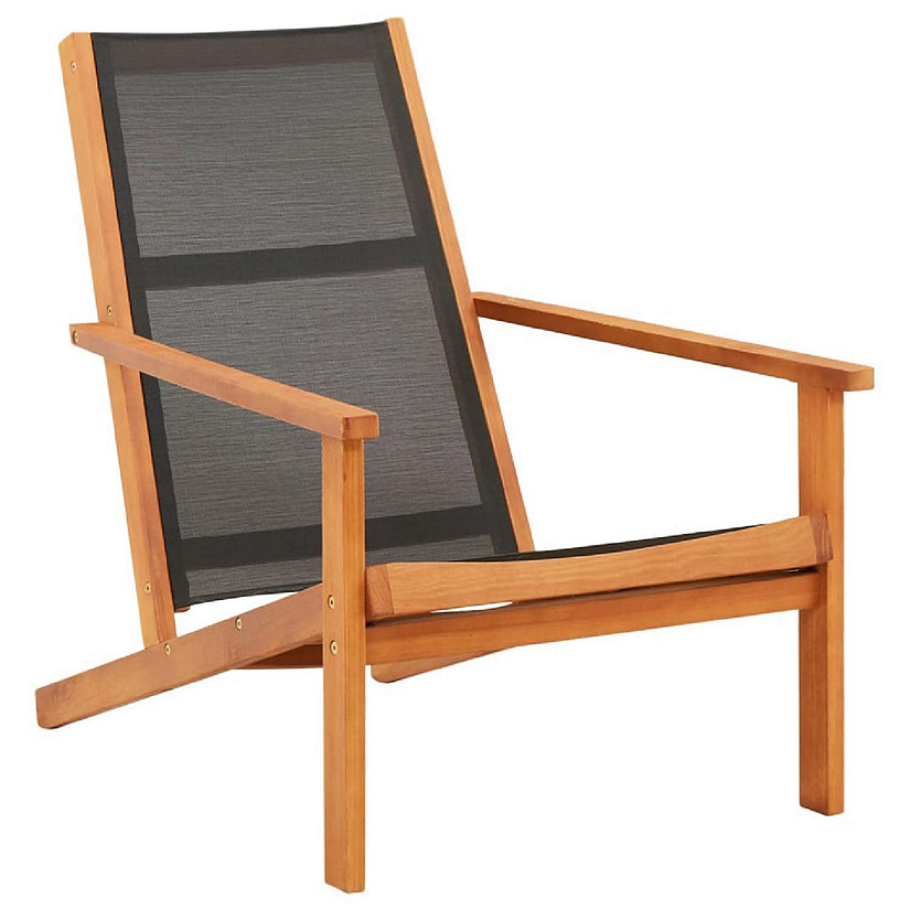 vidaXL Garden Lounge Chair Black Solid Eucalyptus Wood and Textilene Image