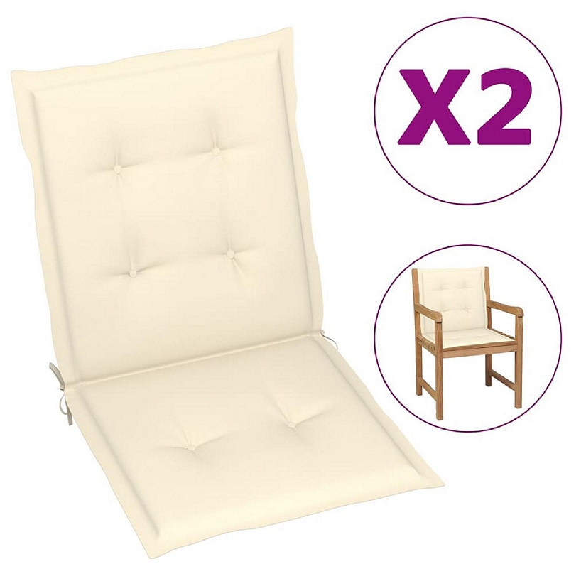 vidaXL Garden Lowback Chair Cushions 2 pcs Cream 39.4"x19.7"x1.2" Oxford Fabric Image