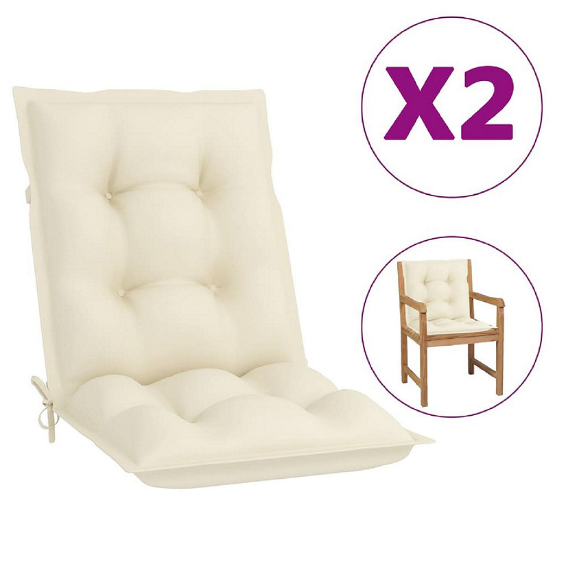 vidaXL Garden Lowback Chair Cushions 2 pcs Cream 39.4"x19.7"x2.8" Fabric Image
