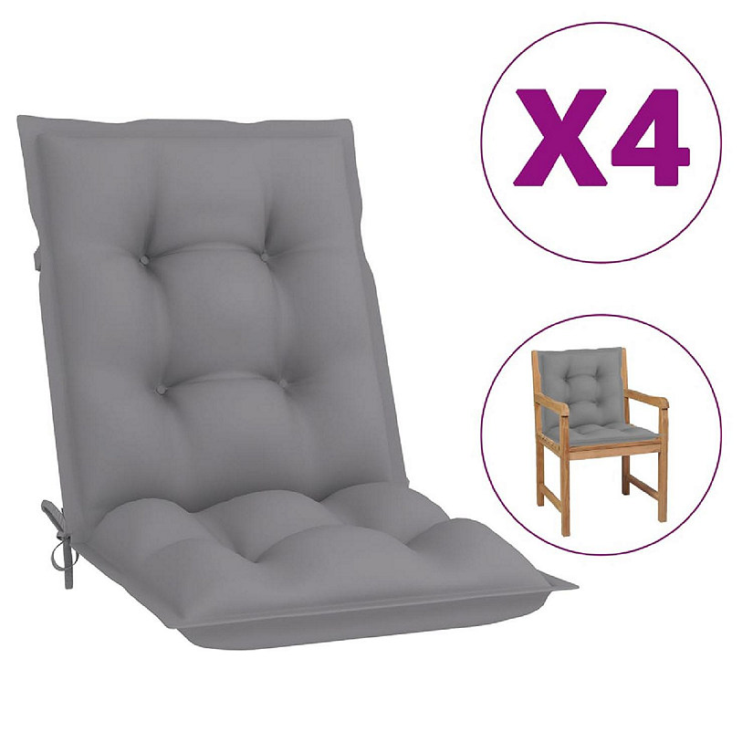 vidaXL Garden Lowback Chair Cushions 4 pcs Gray 39.4"x19.7"x2.8" Fabric Image