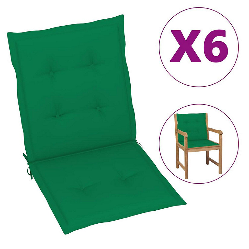vidaXL Garden Lowback Chair Cushions 6 pcs Green 39.4"x19.7"x1.2" Oxford Fabric Image