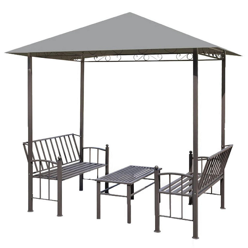 vidaXL Garden Pavilion with Table and Benches 8.2'x4.9'x7.8' Anthracite Image