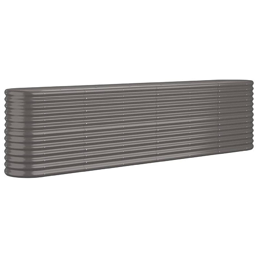 vidaXL Garden Raised Bed Powder-coated Steel 102.4"x15.7"x26.8" Gray Image