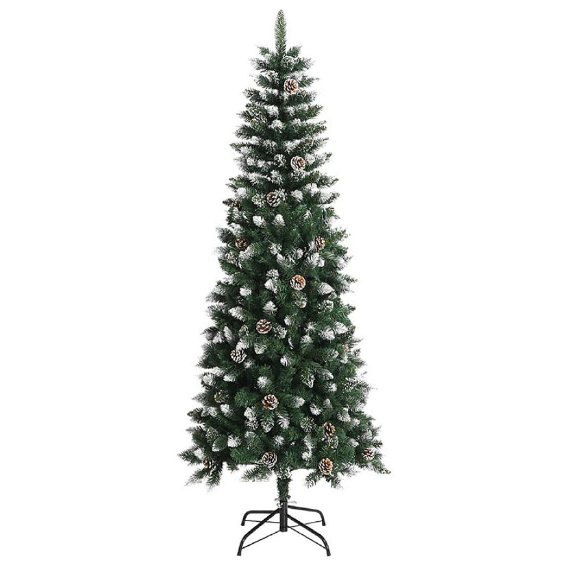 VidaXL Green/White PVC/Steel Artificial Christmas Tree with Stand Image