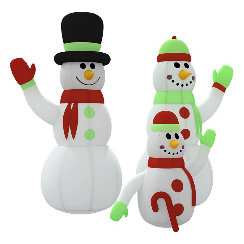 vidaXL Inflatable Snowman Family with LEDs 12 ft Image