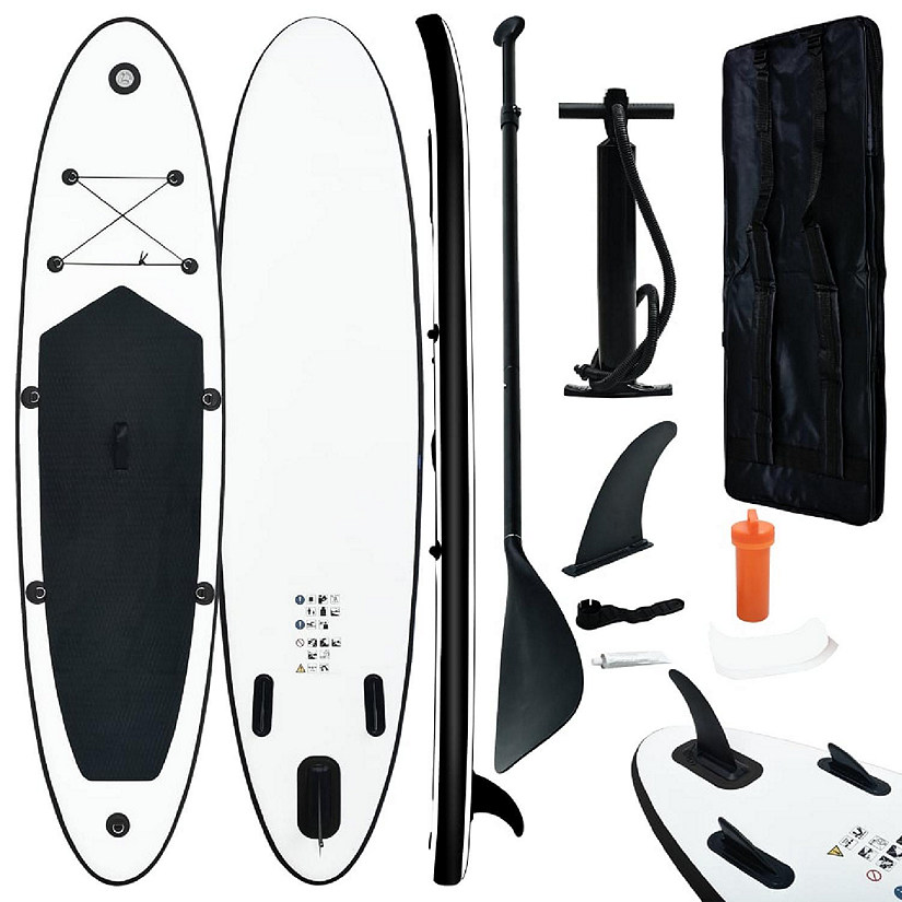 vidaXL Inflatable Stand Up Paddle Board Set Black and White paddleboard Image