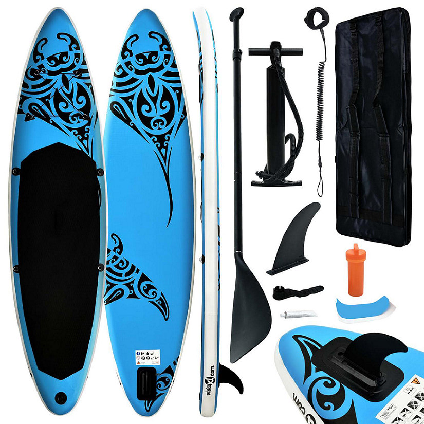 vidaXL Inflatable Stand Up Paddleboard Set 126"x29.9"x5.9" Blue Image
