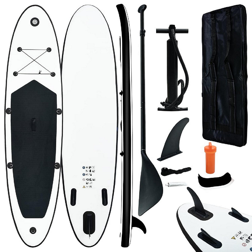vidaXL Inflatable Stand Up Paddleboard Set Black and White Image