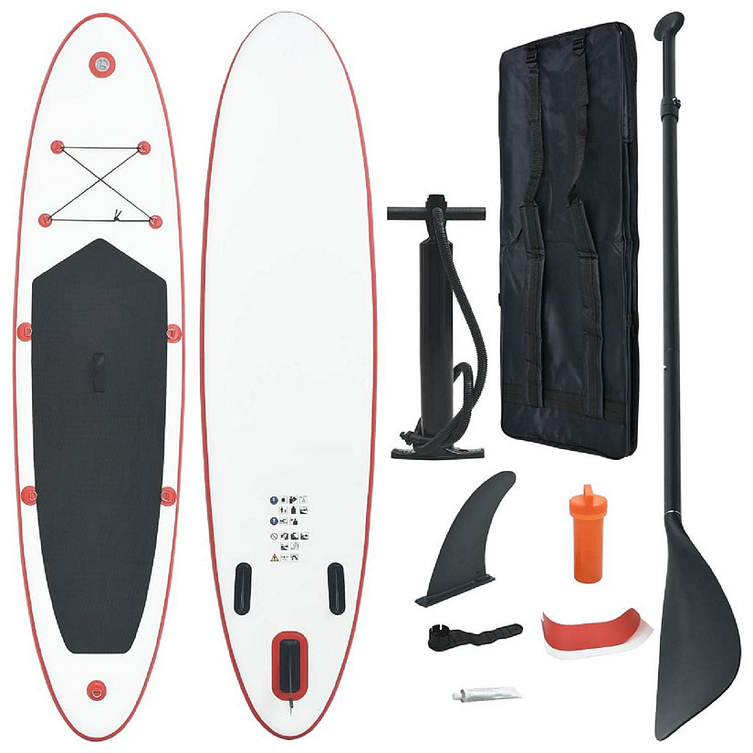 vidaXL Inflatable Stand Up Paddleboard Set Red and White Image