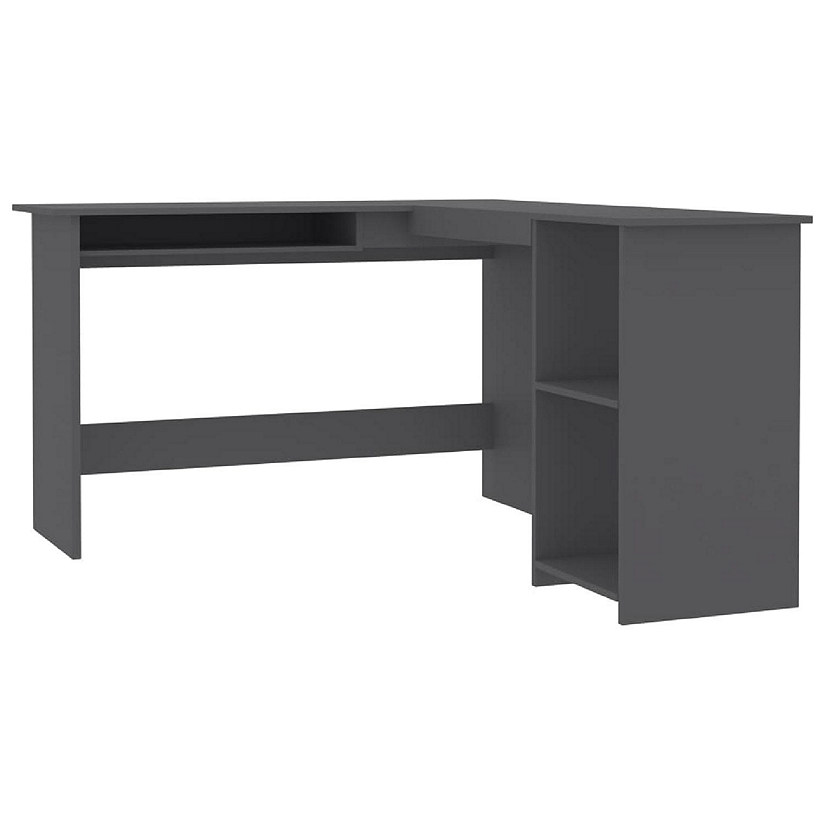 vidaXL L-Shaped Corner Desk Gray 47.2"x55.1"x29.5" Engineered Wood Image
