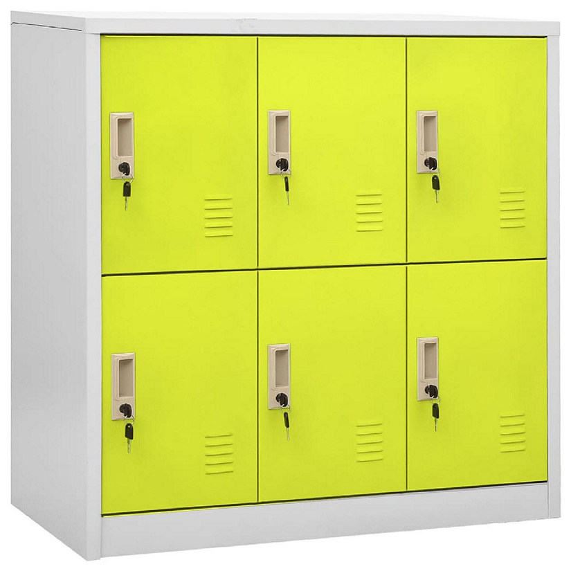vidaXL Locker Cabinet Light Gray and Green 35.4"x17.7"x36.4" Steel Storage Cabinet Furniture Image