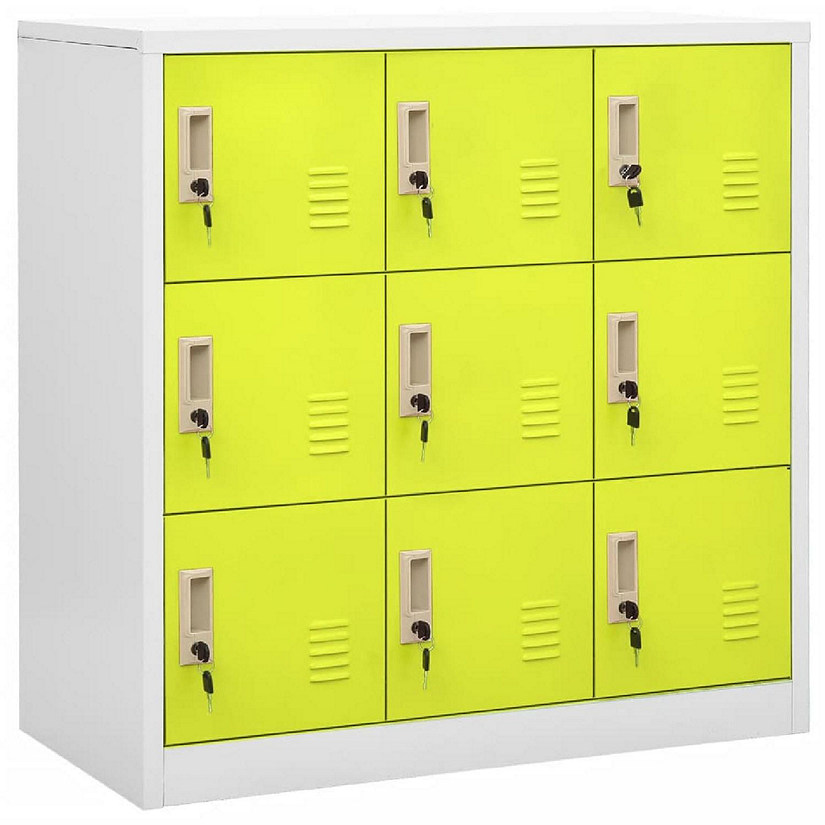 vidaXL Locker Cabinet Light Gray and Green 35.4"x17.7"x36.4" Storage Cabinet Furniture Image