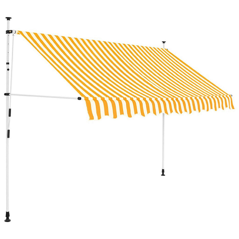 vidaXL Manual Retractable Awning 98.4" Orange and White Stripes Image