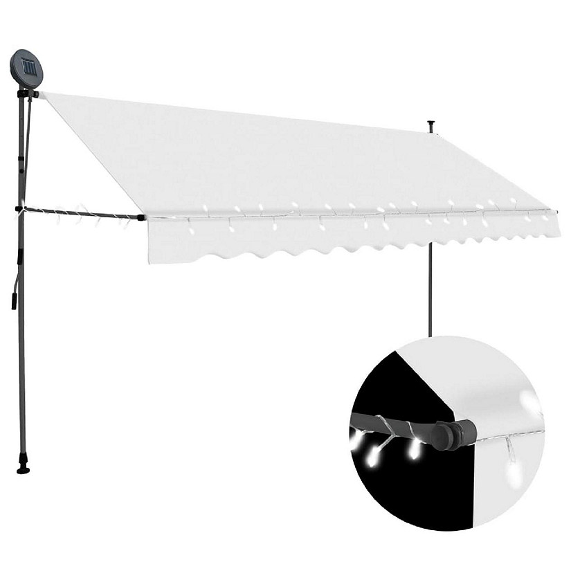 vidaXL Manual Retractable Awning with LED 137.8" Cream outdoor awning Image