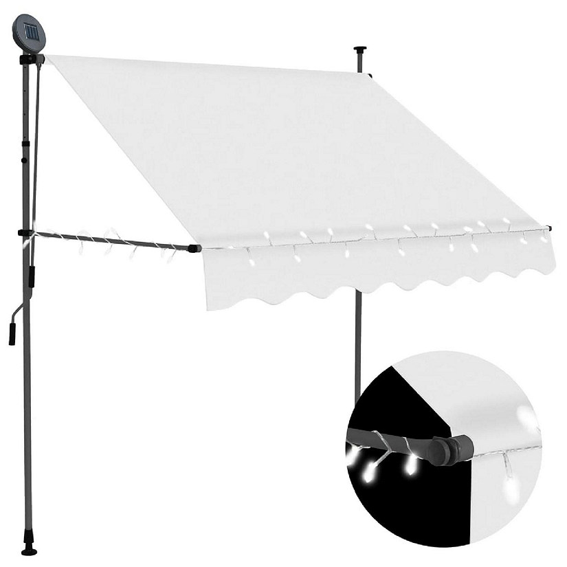 vidaXL Manual Retractable Awning with LED 39.4" Cream Oriental Trading