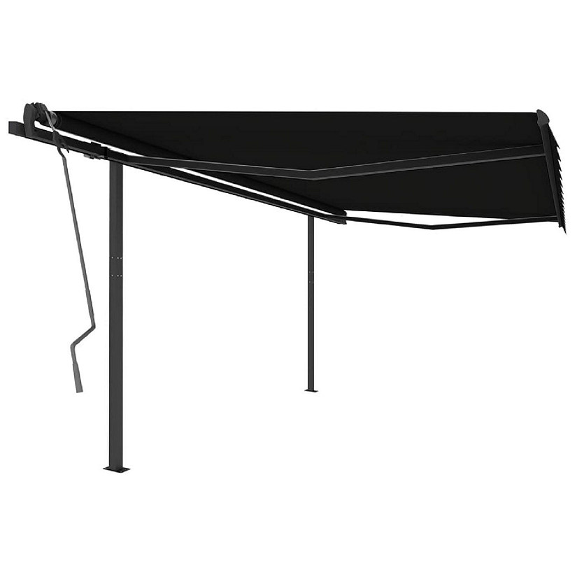 vidaXL Manual Retractable Awning with Posts 157.5"x118.1" Anthracite