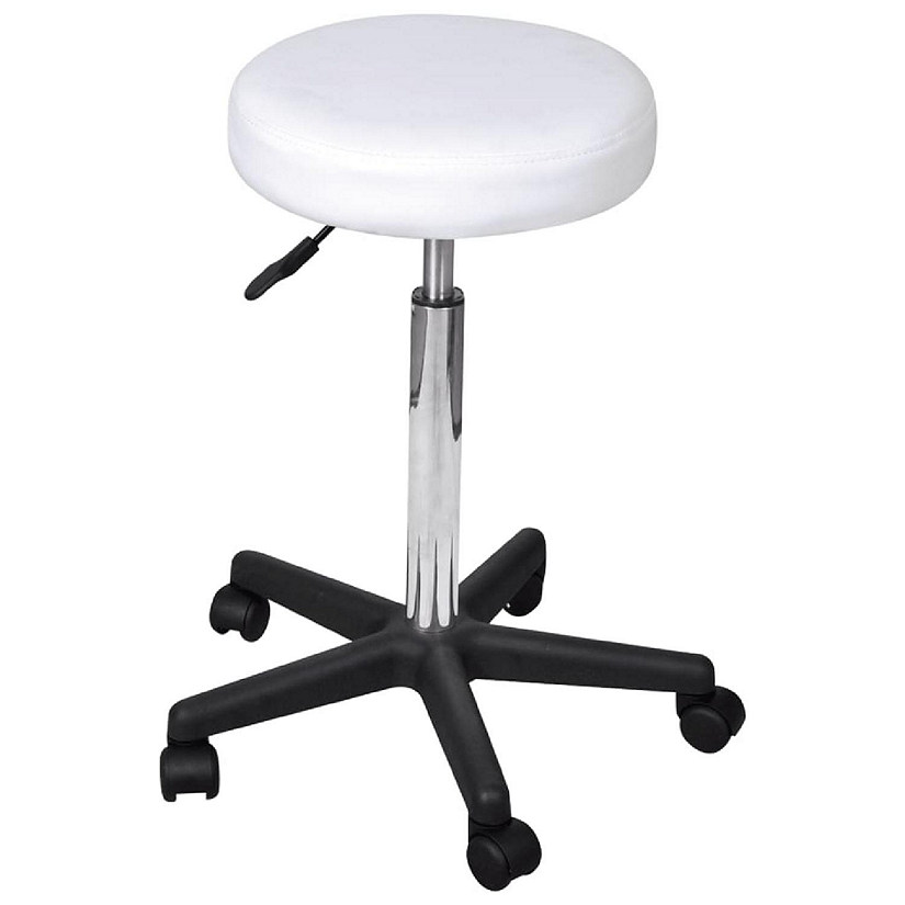 vidaXL Office Stool White Faux Leather Image