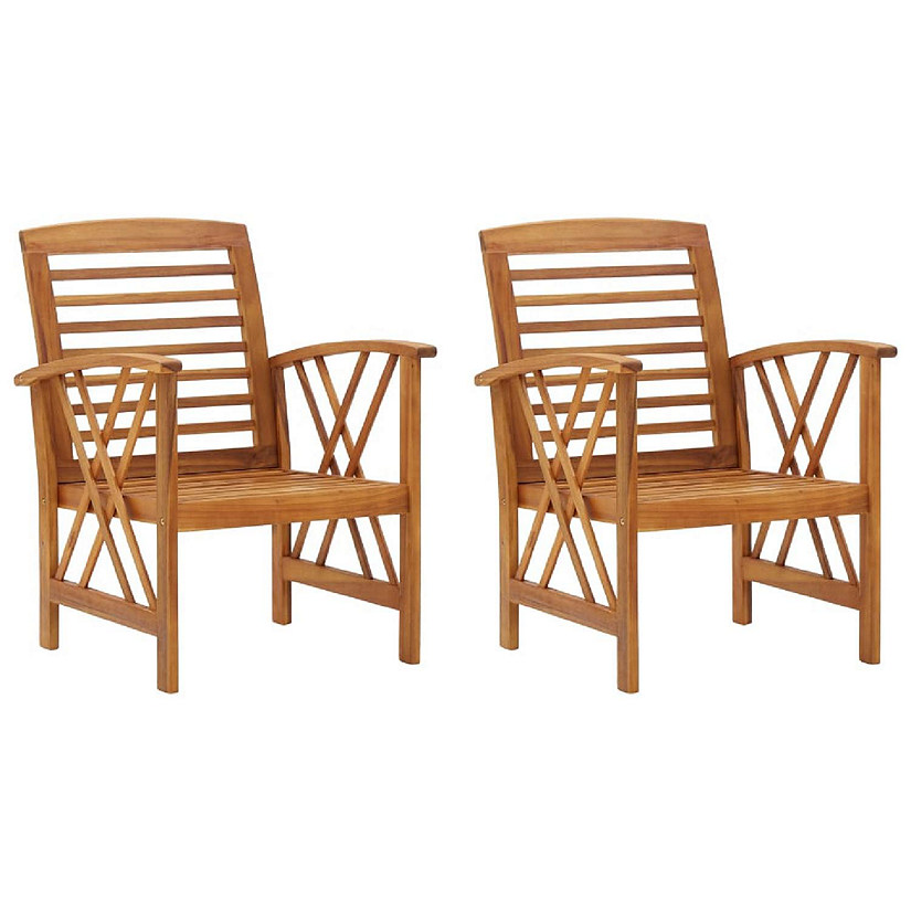 vidaXL Outdoor Chairs 2 pcs Solid Acacia Wood Image