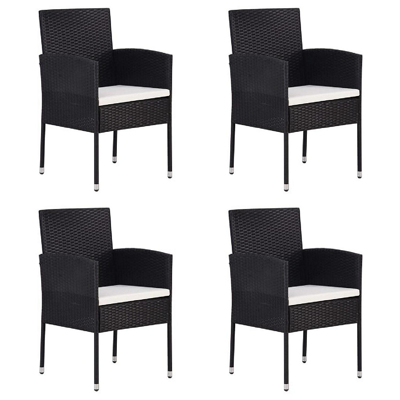 vidaXL Outdoor Chairs 4 pcs Poly Rattan Black Image