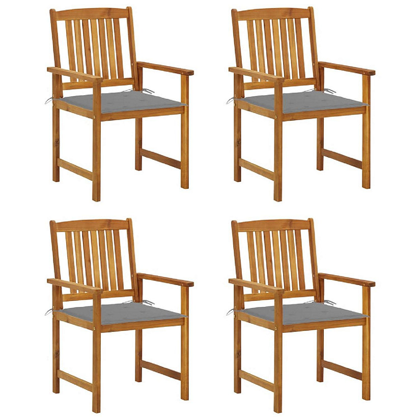 vidaXL Outdoor Chairs with Cushions 4 pcs Solid Acacia Wood Grey Image