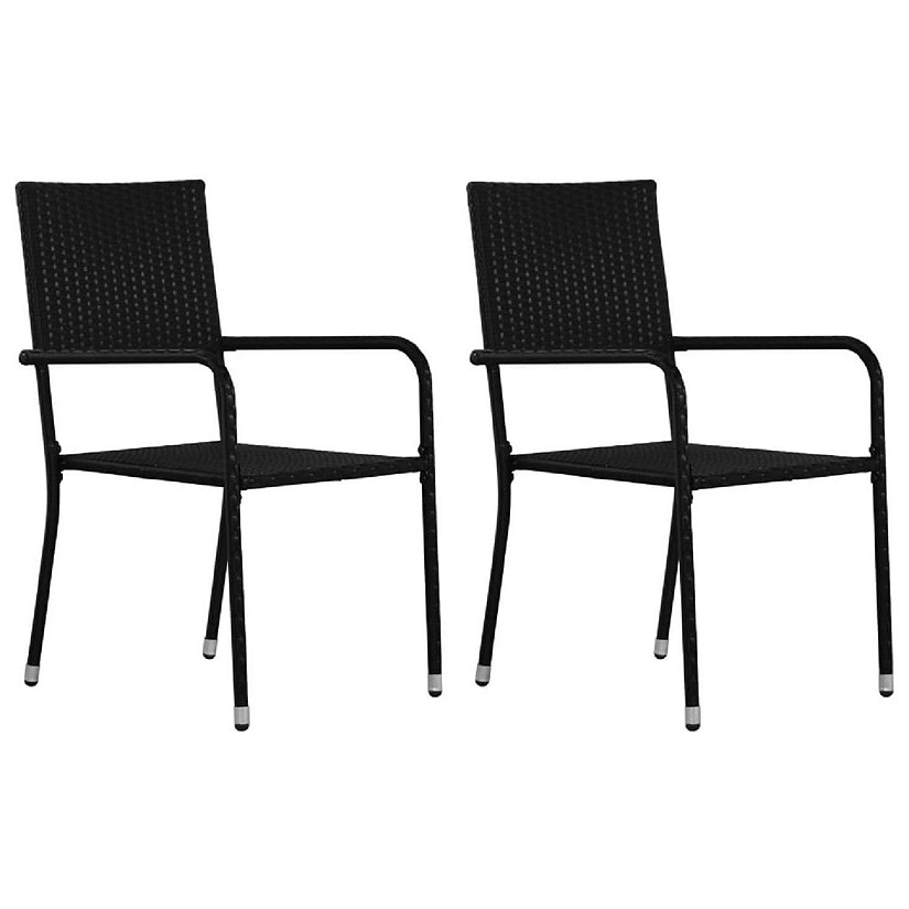vidaXL Outdoor Dining Chairs 2 pcs Poly Rattan Black Image