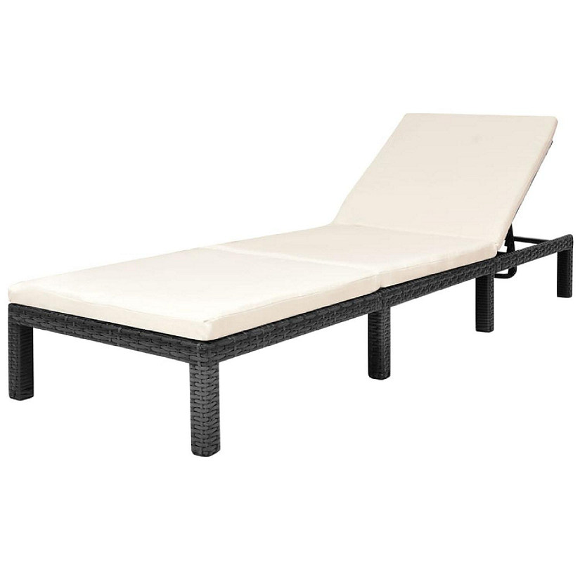 vidaXL Outdoor Lounger with Cushion Poly Rattan Black Image