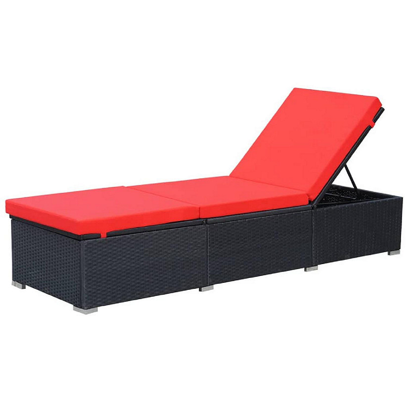 vidaXL Outdoor Sunlounger with Cushion Poly Rattan Black Image
